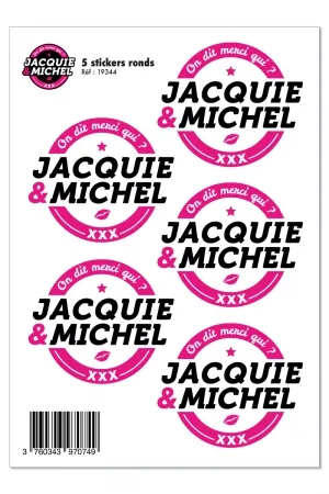 5 stickers J&M blanc logo rond
