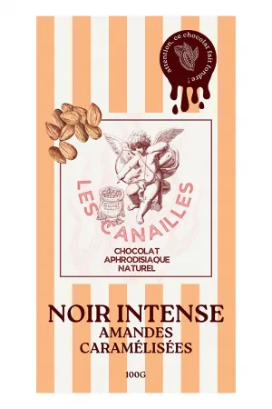 Chocolat noir amandes caramélisées - Tablette 100g - Les canailles