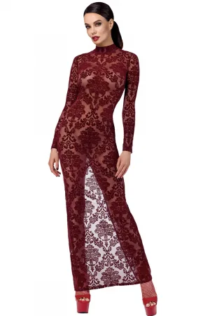 Robe fendue en tulle floqué Kink Royal F383 - Noir Handmade
